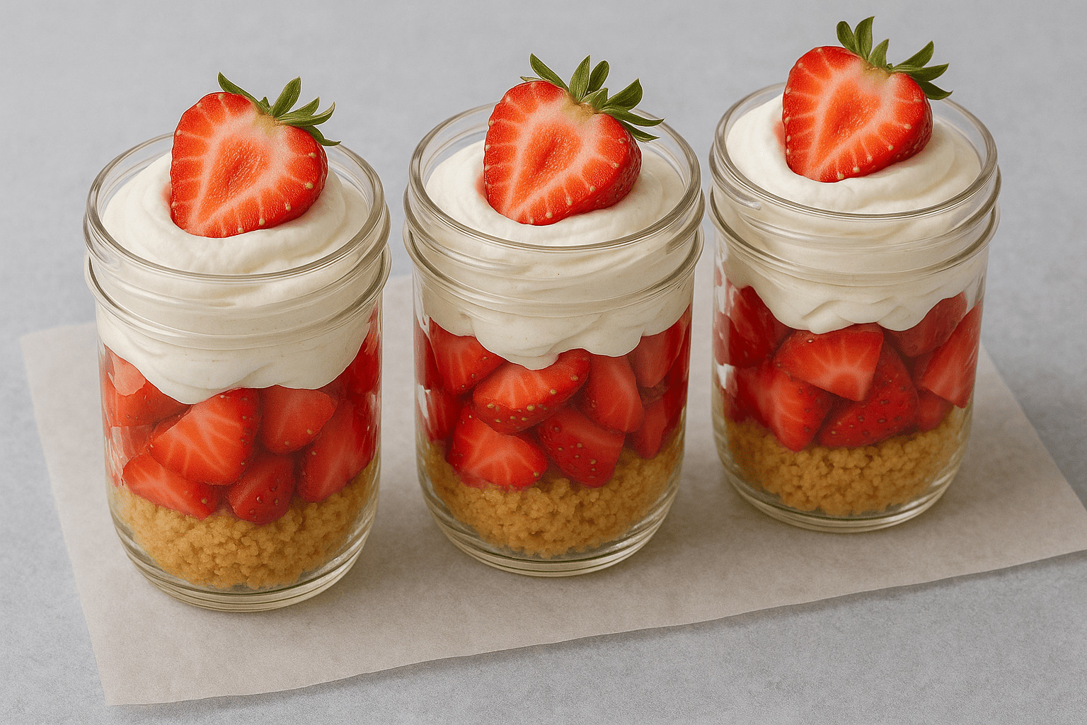 Keto Strawberry Shortcake Mason Jar Desserts